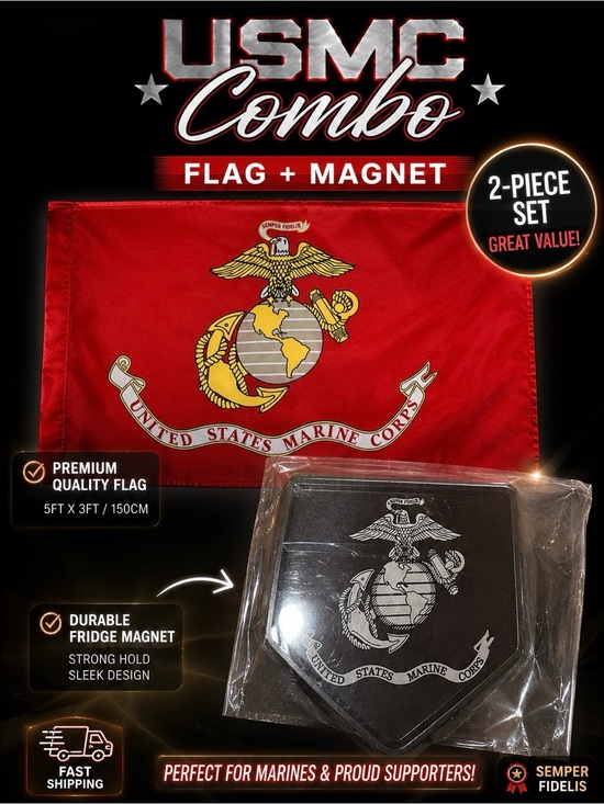Other - 🇺🇸 🫡 USMC Red Flag + Fridge Magnets | Proud Supporter of The US MARINES-🦅 ⚓️